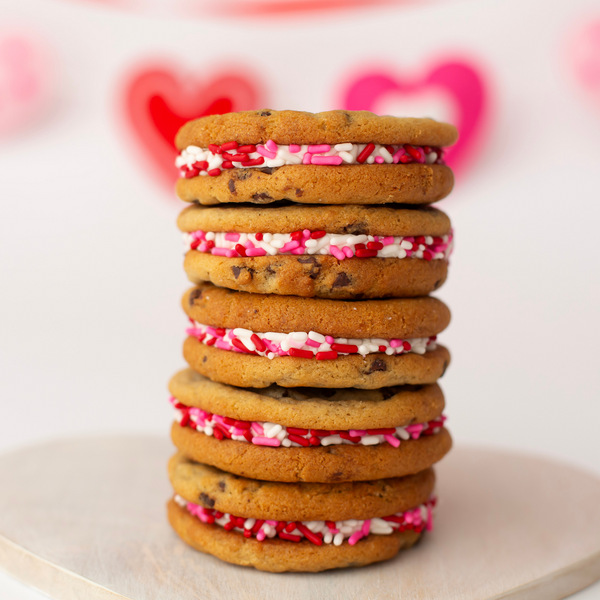 Chocolate Chip Buttercream Sammies w/ Valentine's Sprinkles