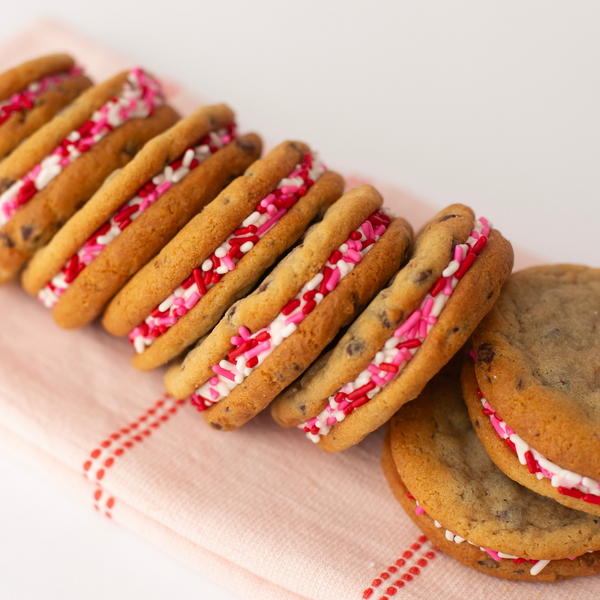 Chocolate Chip Buttercream Sammies w/ Valentine's Sprinkles