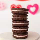 Chocolate Cookies with strawberry buttercream in between